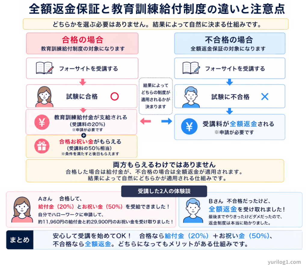 全額返金と教育訓練給付金違いと注意点